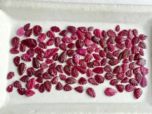 Natural Ruby Carved Leaf Shape loose stones, Ruby (Longido Mines