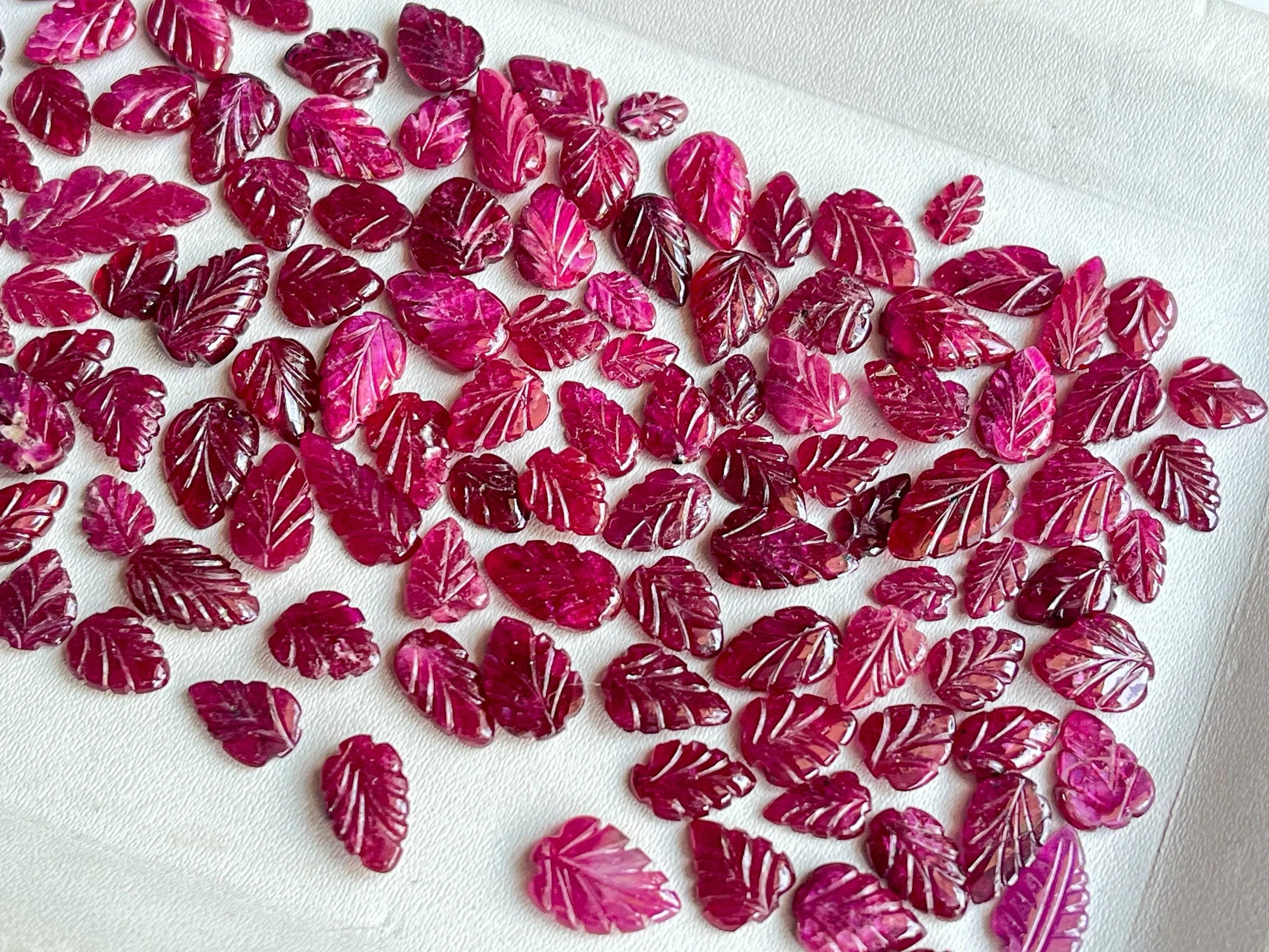 Natural Ruby Carved Leaf Shape loose stones, Ruby (Longido Mines