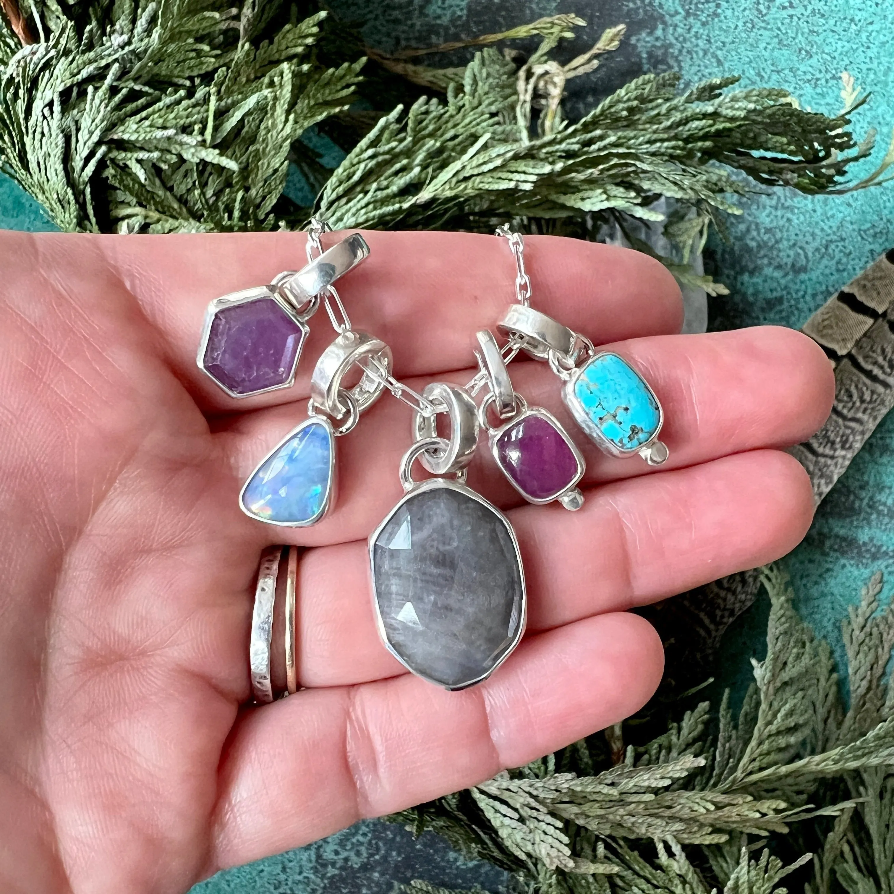 Opal Gemstone Charm w/ quick click clasp