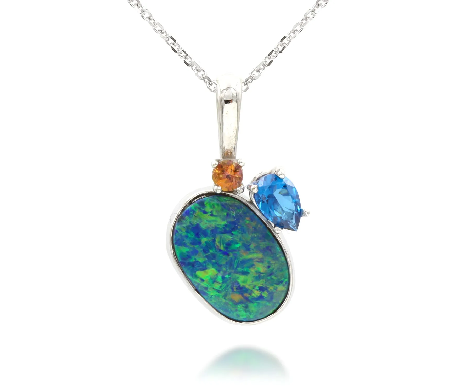 Opal Three Stone Cluster Topaz Necklace