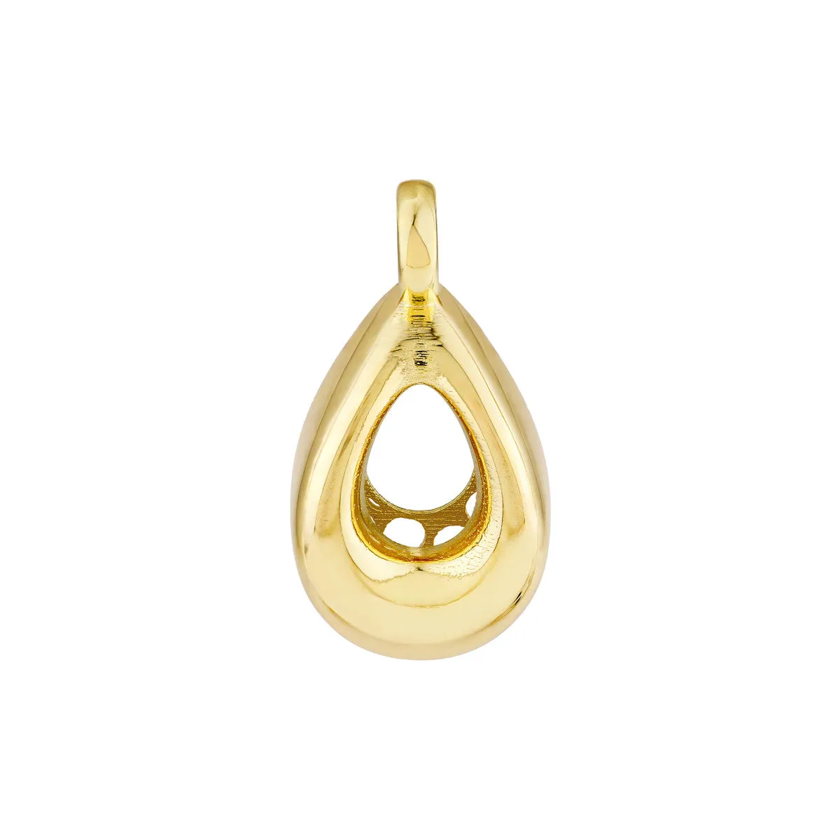 Open Teardrop Charm - 14K Yellow Gold Jump Ring Charm - by Dazyle