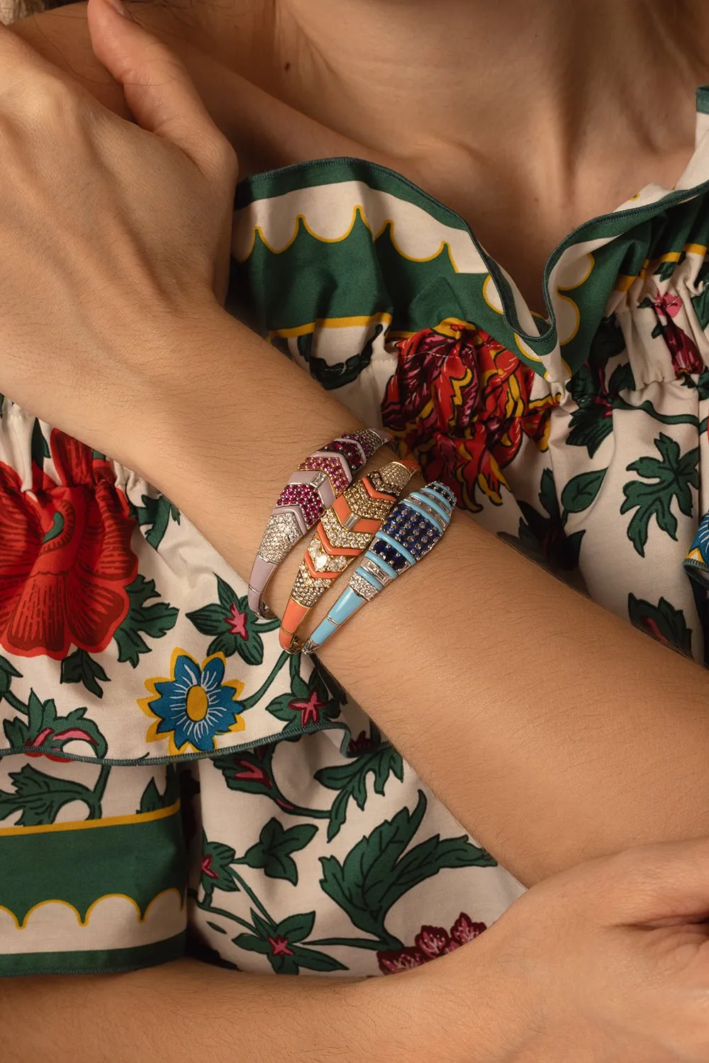 Oui Pink Enamel Bracelet