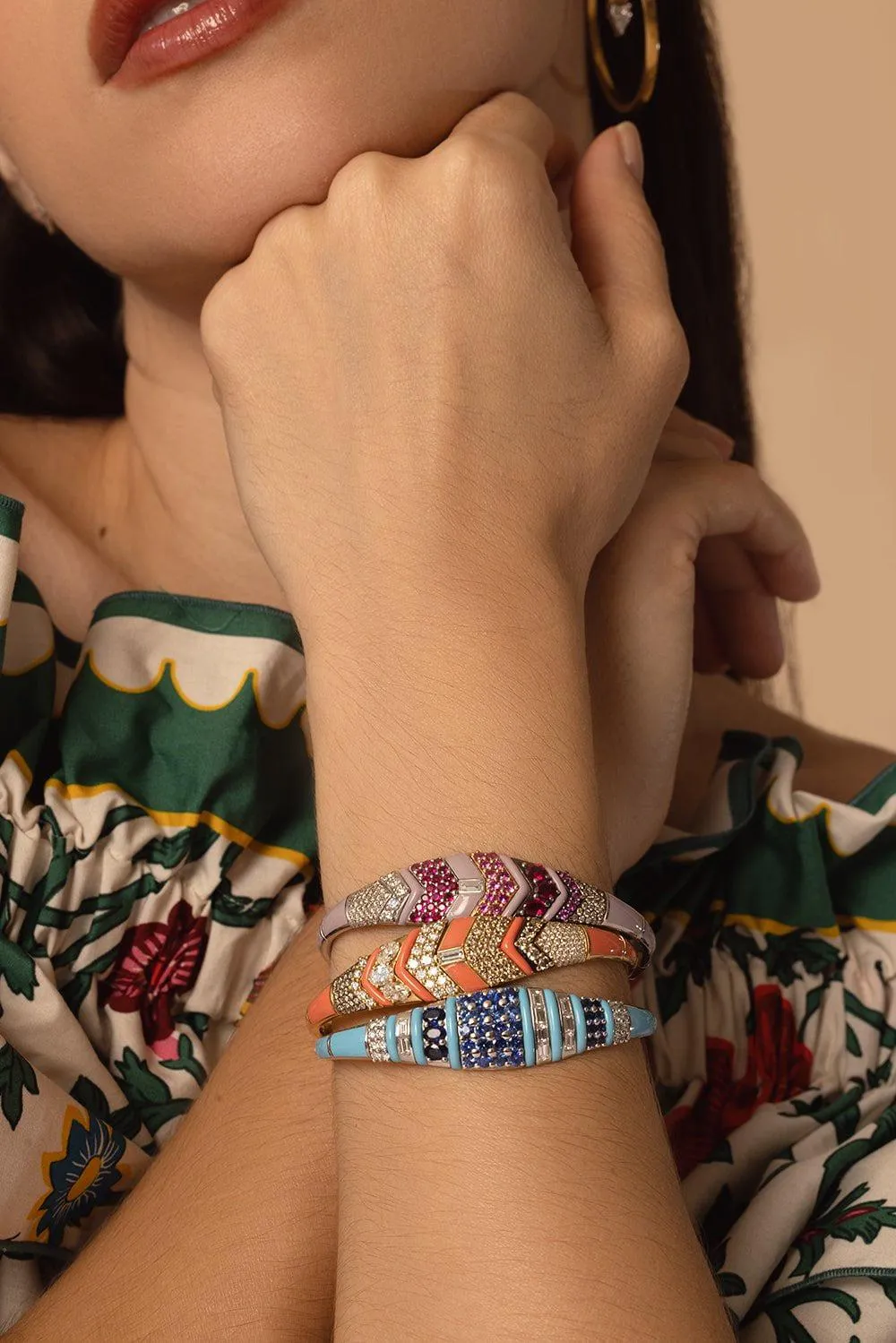 Oui Pink Enamel Bracelet
