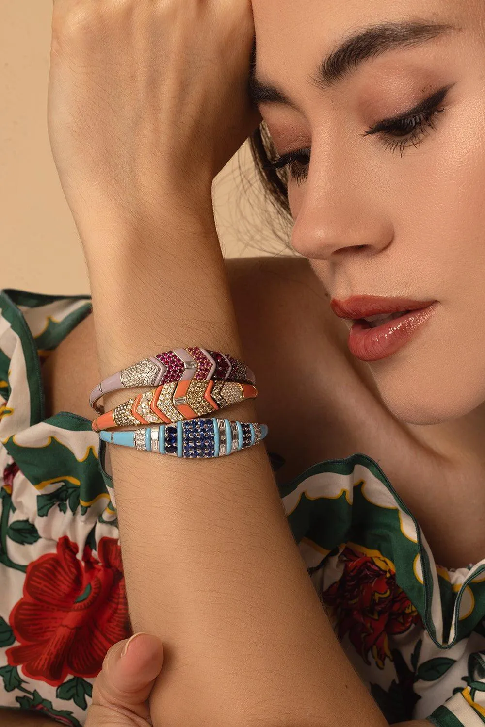 Oui Pink Enamel Bracelet
