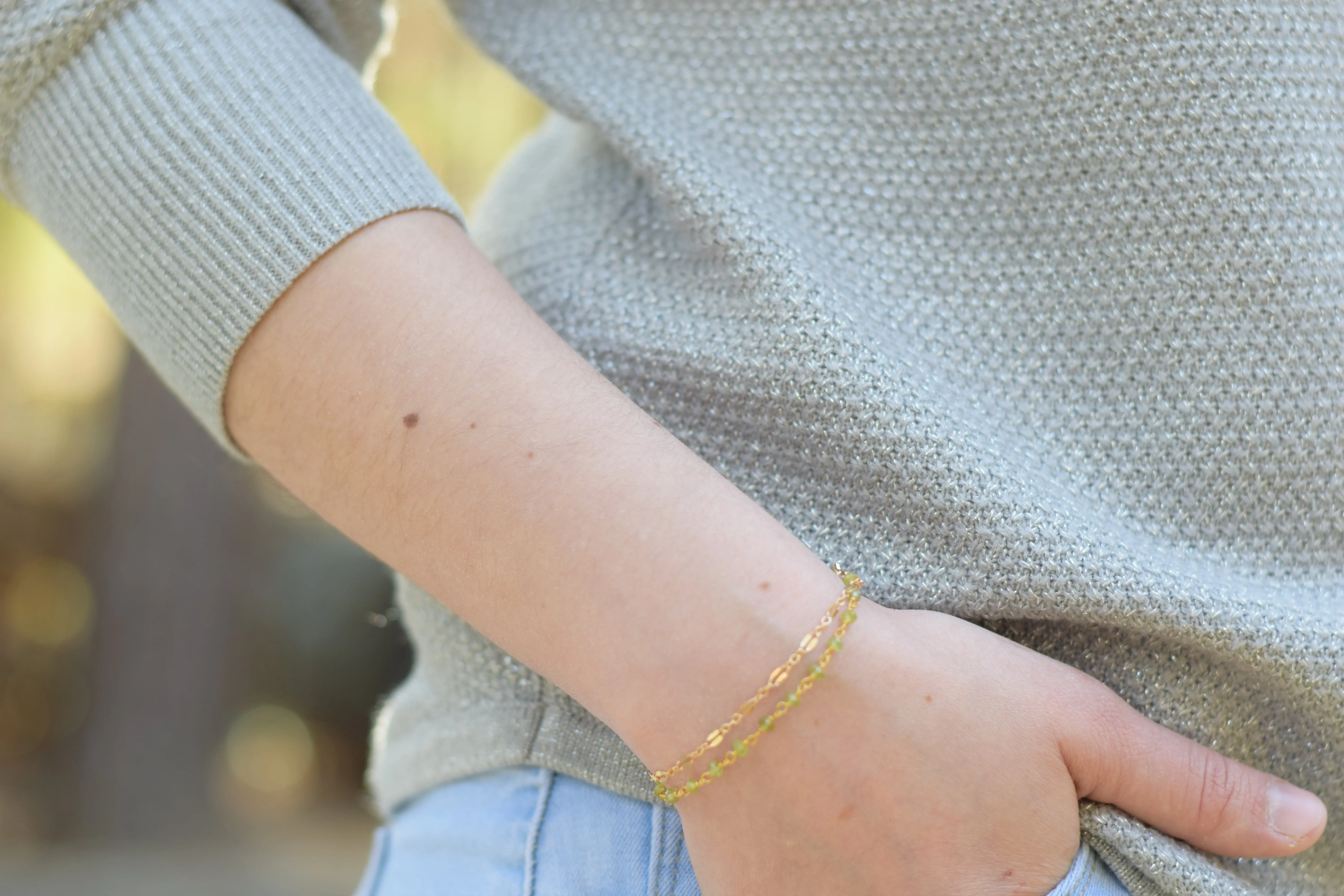 Peridot Dual Chain Bracelet