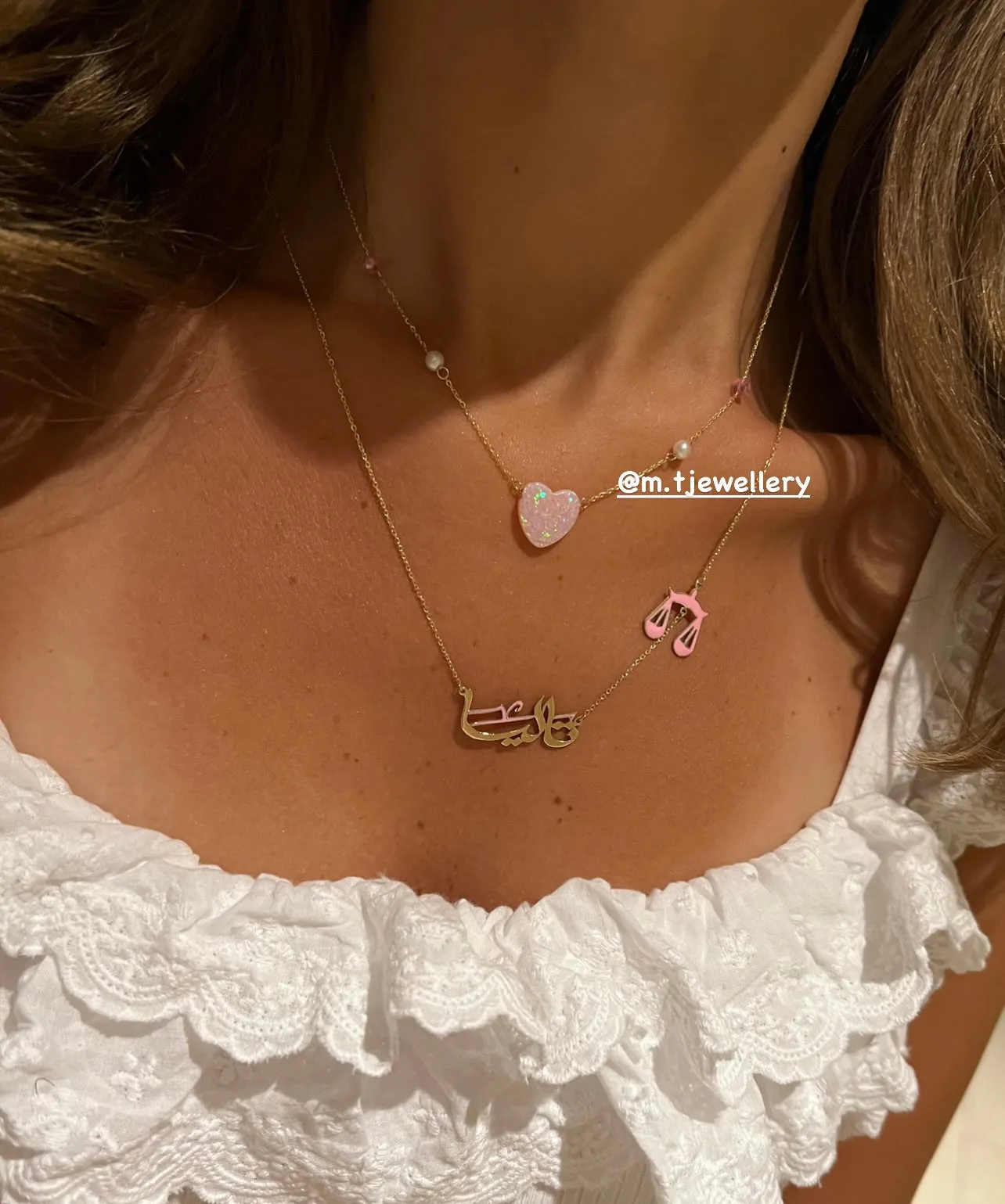 PINK HEART OPAL NECKLACE