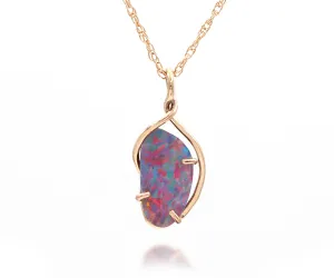 Pink Opal Rose Gold Ribbon Necklace