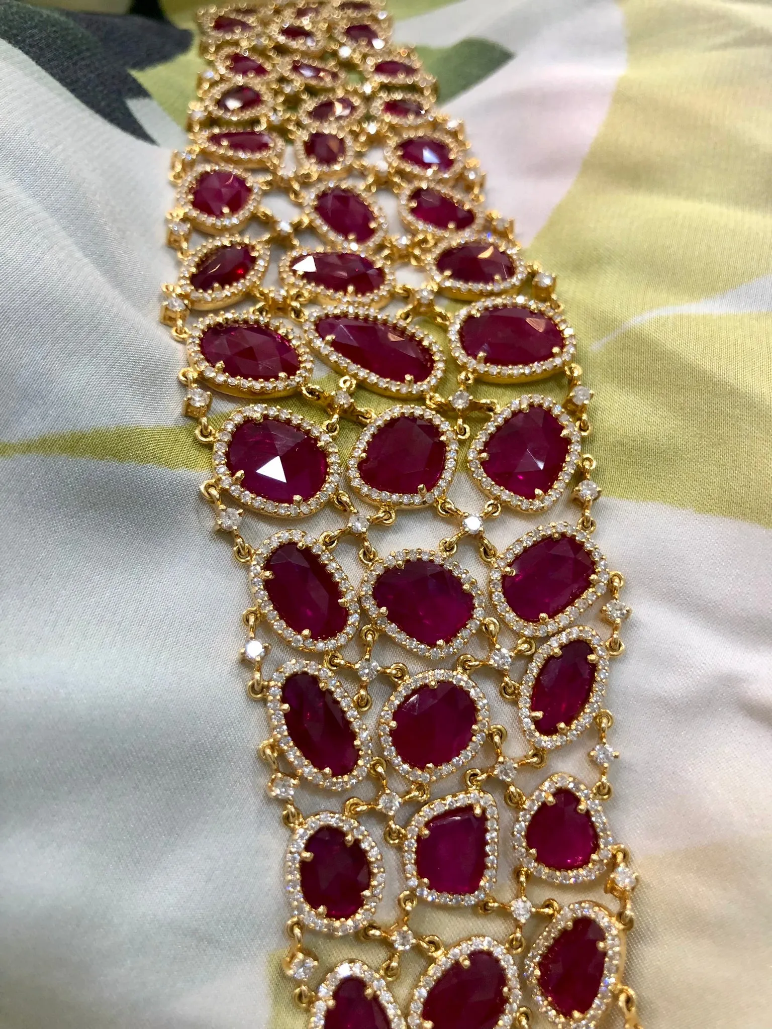 River Rock Ruby and Diamond 18K Yellow Gold Bracelet