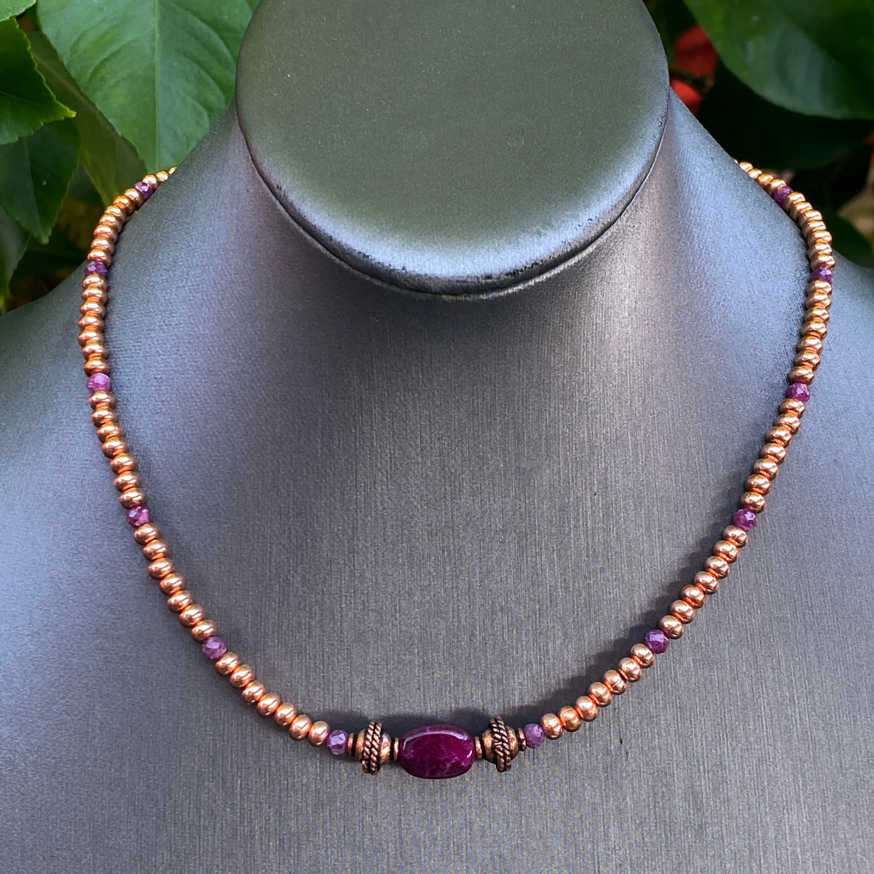 Ruby gemstone and Copper choker Necklace