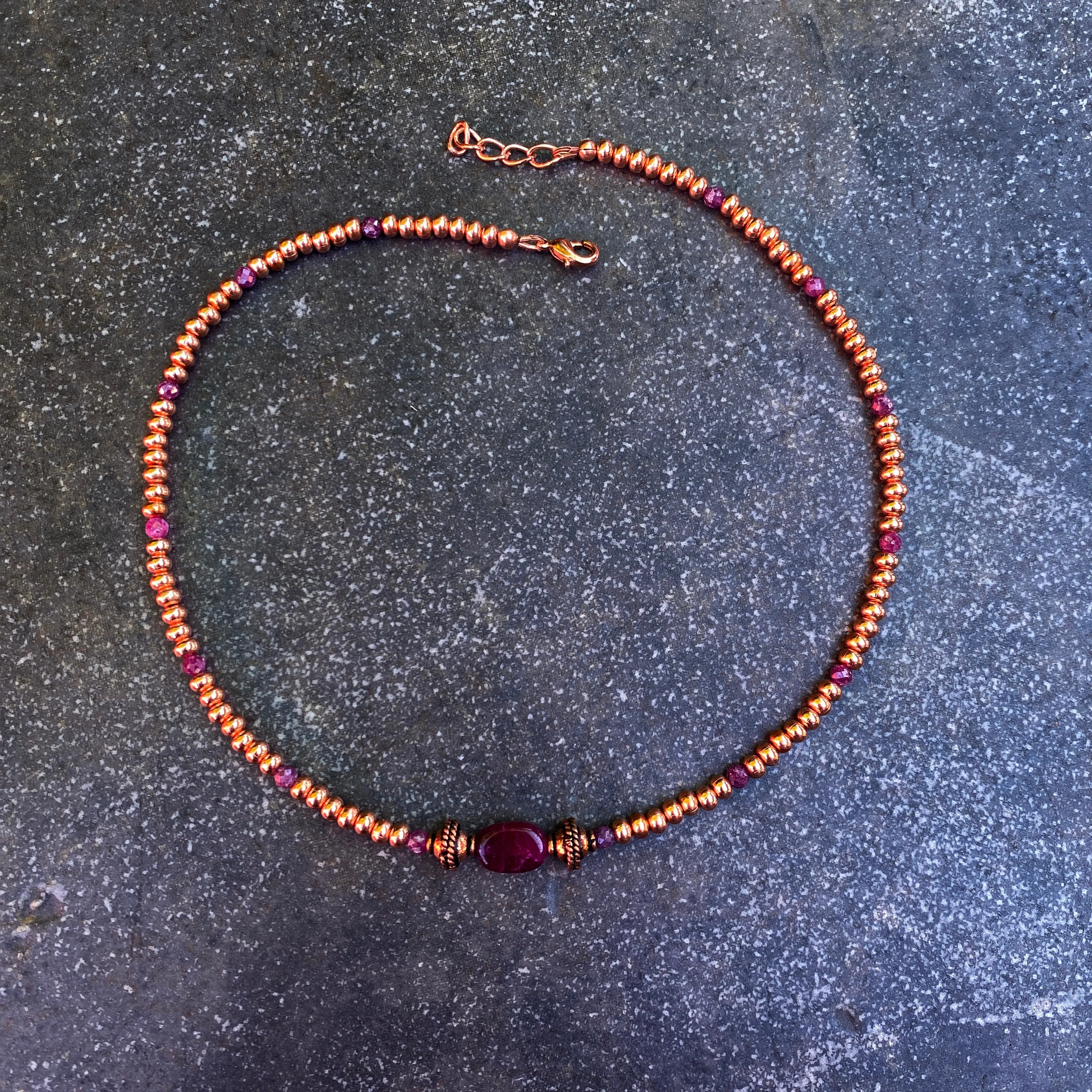 Ruby gemstone and Copper choker Necklace