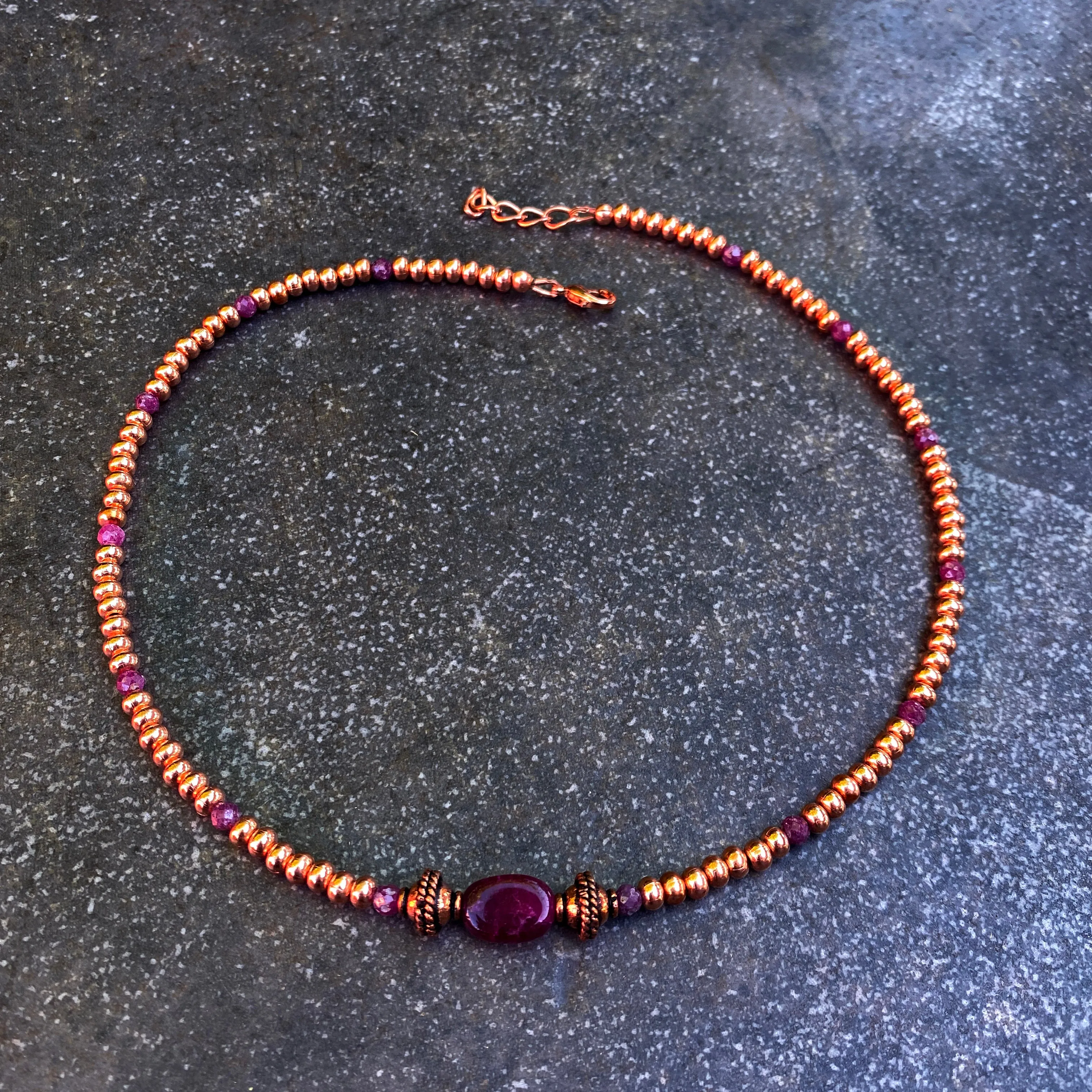 Ruby gemstone and Copper choker Necklace
