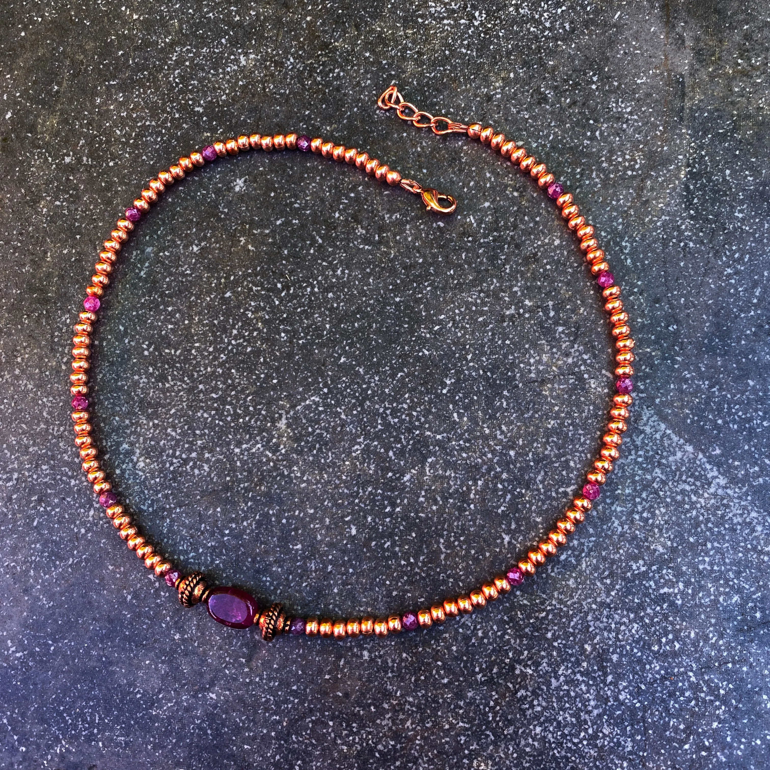 Ruby gemstone and Copper choker Necklace