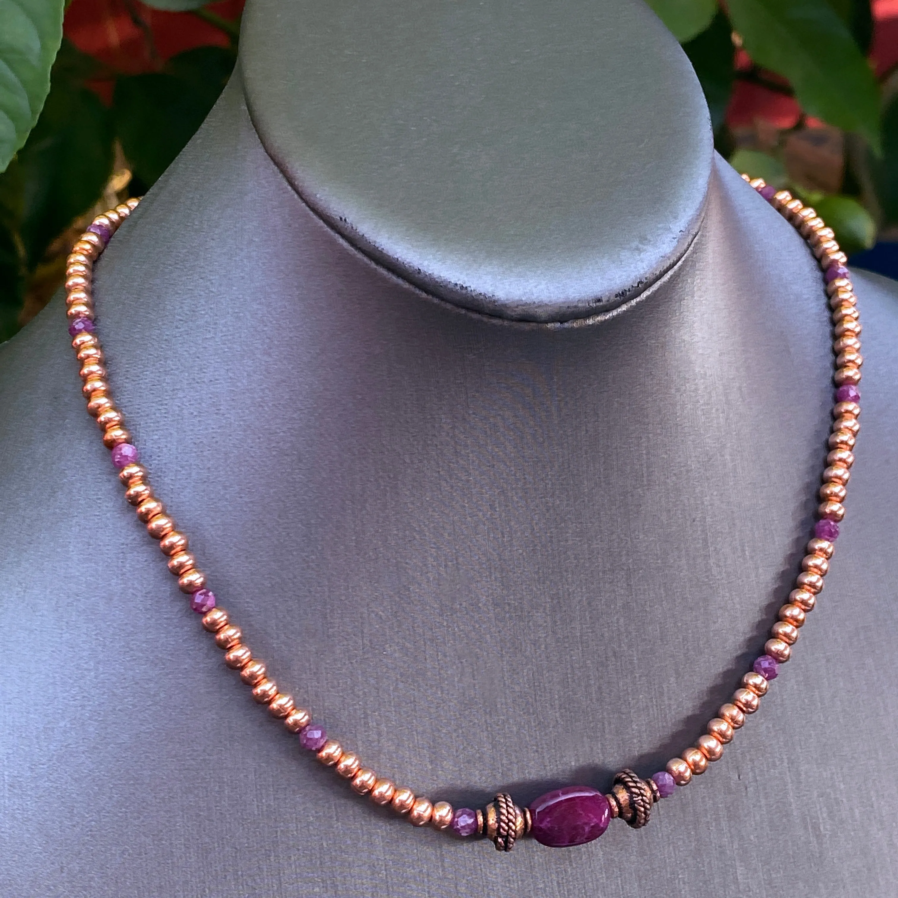 Ruby gemstone and Copper choker Necklace