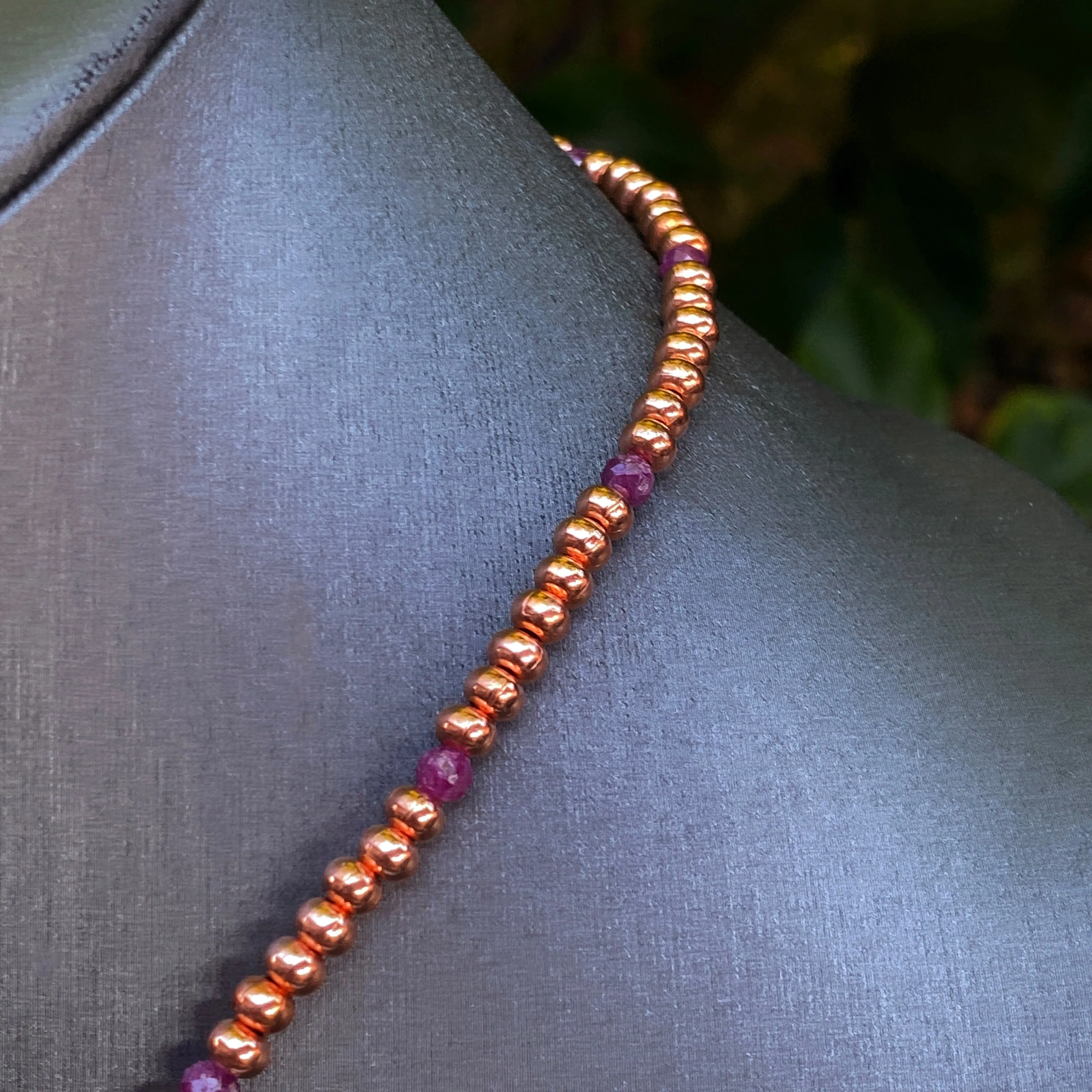 Ruby gemstone and Copper choker Necklace