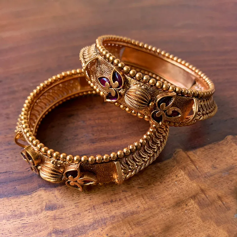 Ruby Matte Tear Drop Bangles