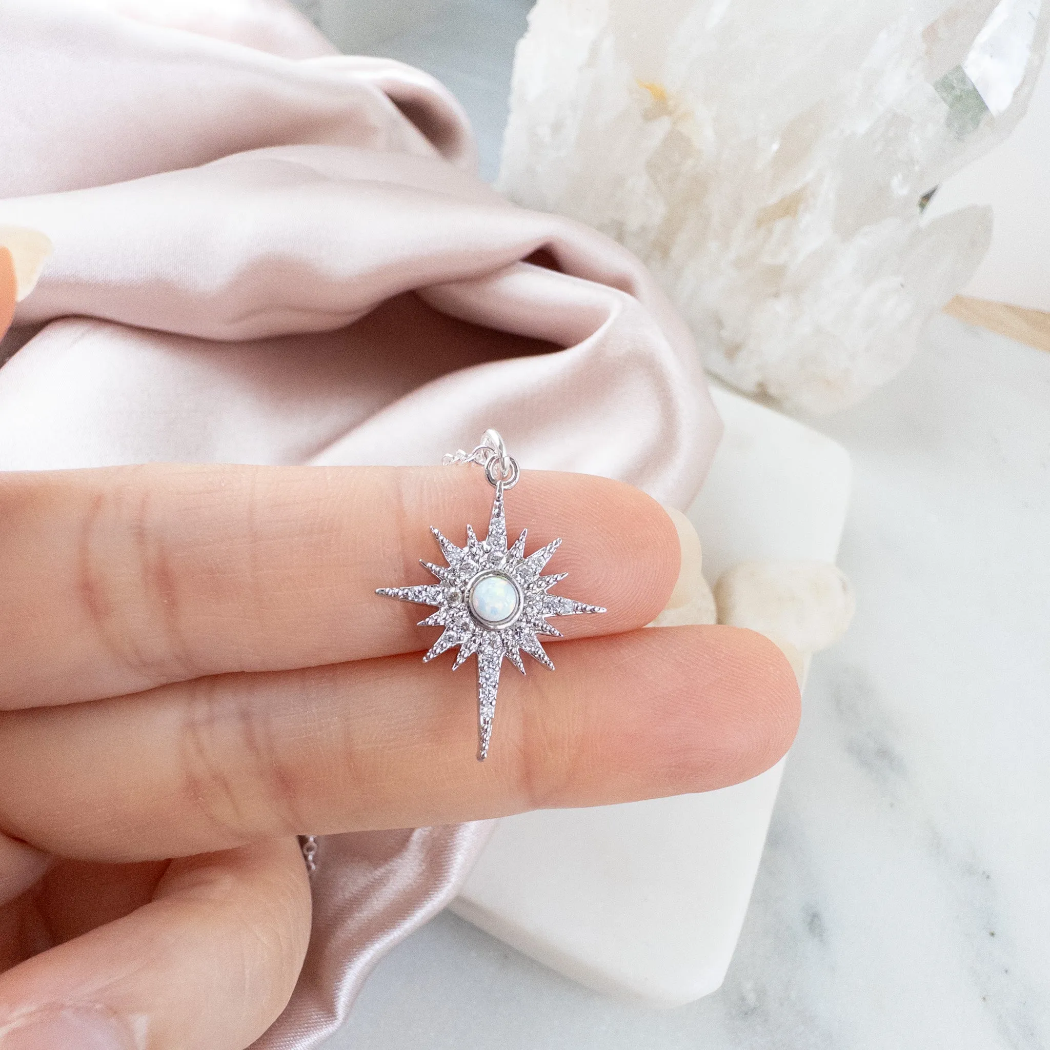 Silver Opal North Star Necklace