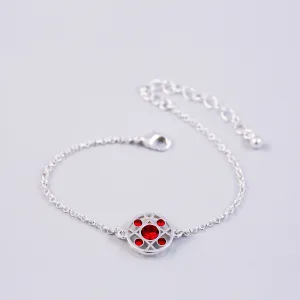 Silver Ruby July Birthstone Hugs & Kisses Bracelet