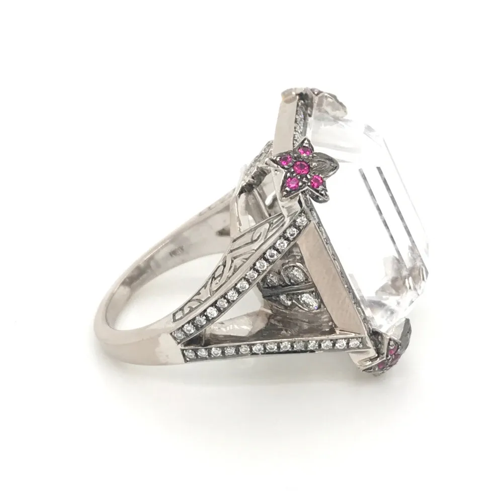 Star Clear Quartz 18kt White Gold Cocktail Ring
