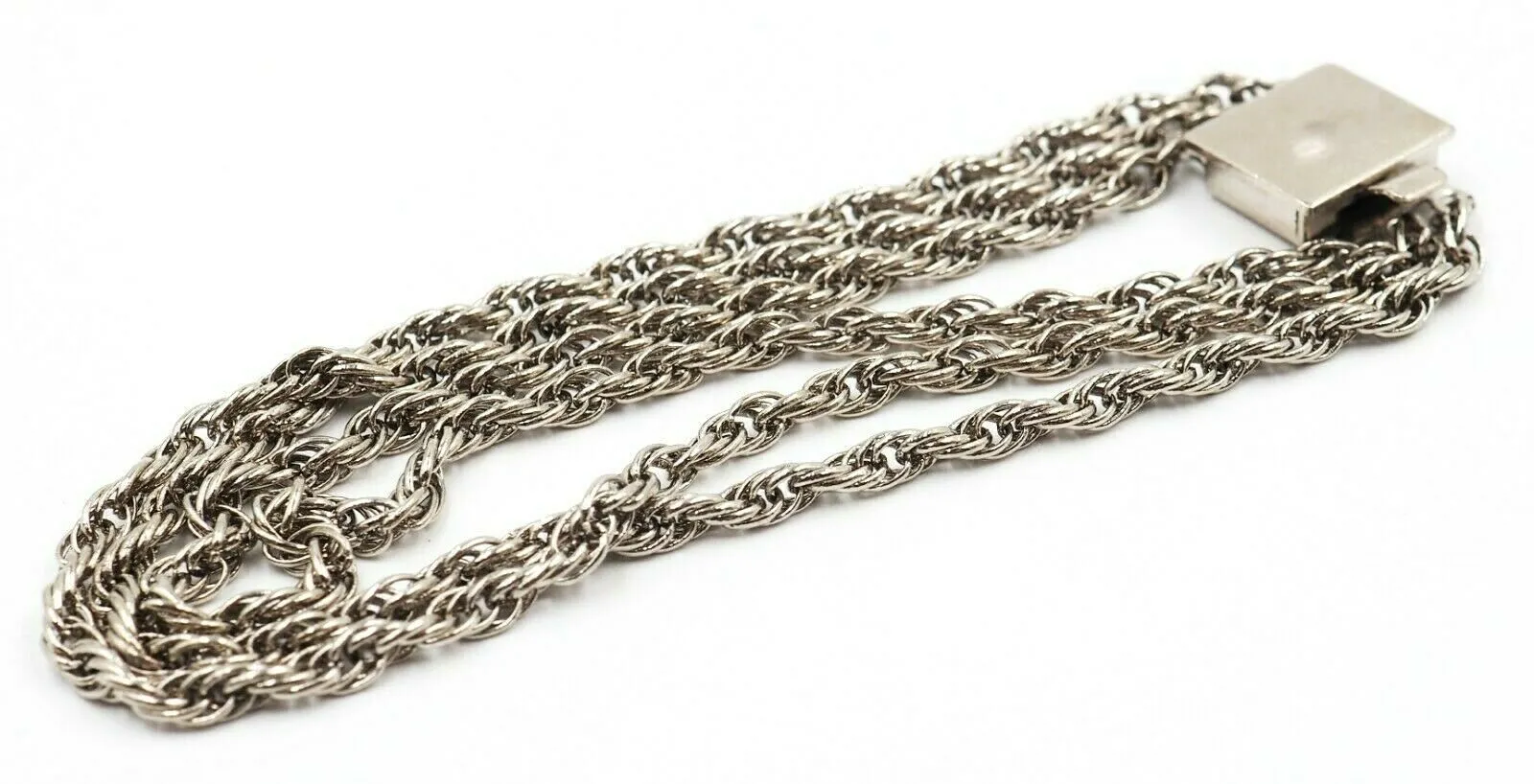 Sterling Silver Triple Strand Vintage Bracelet Rope Style Chain Length 19cm