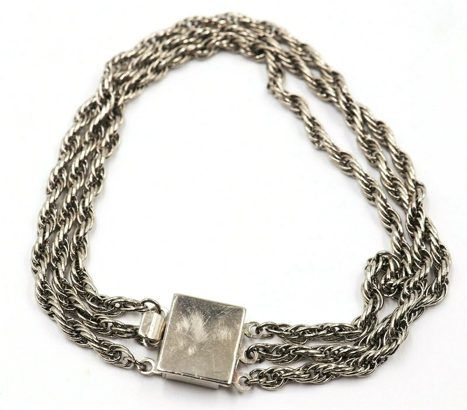 Sterling Silver Triple Strand Vintage Bracelet Rope Style Chain Length 19cm