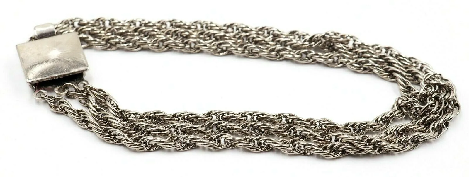 Sterling Silver Triple Strand Vintage Bracelet Rope Style Chain Length 19cm