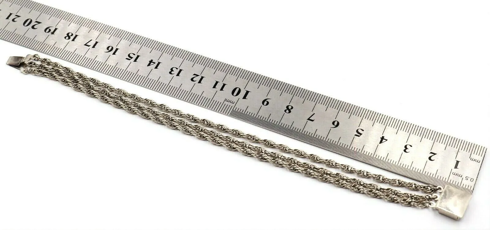 Sterling Silver Triple Strand Vintage Bracelet Rope Style Chain Length 19cm