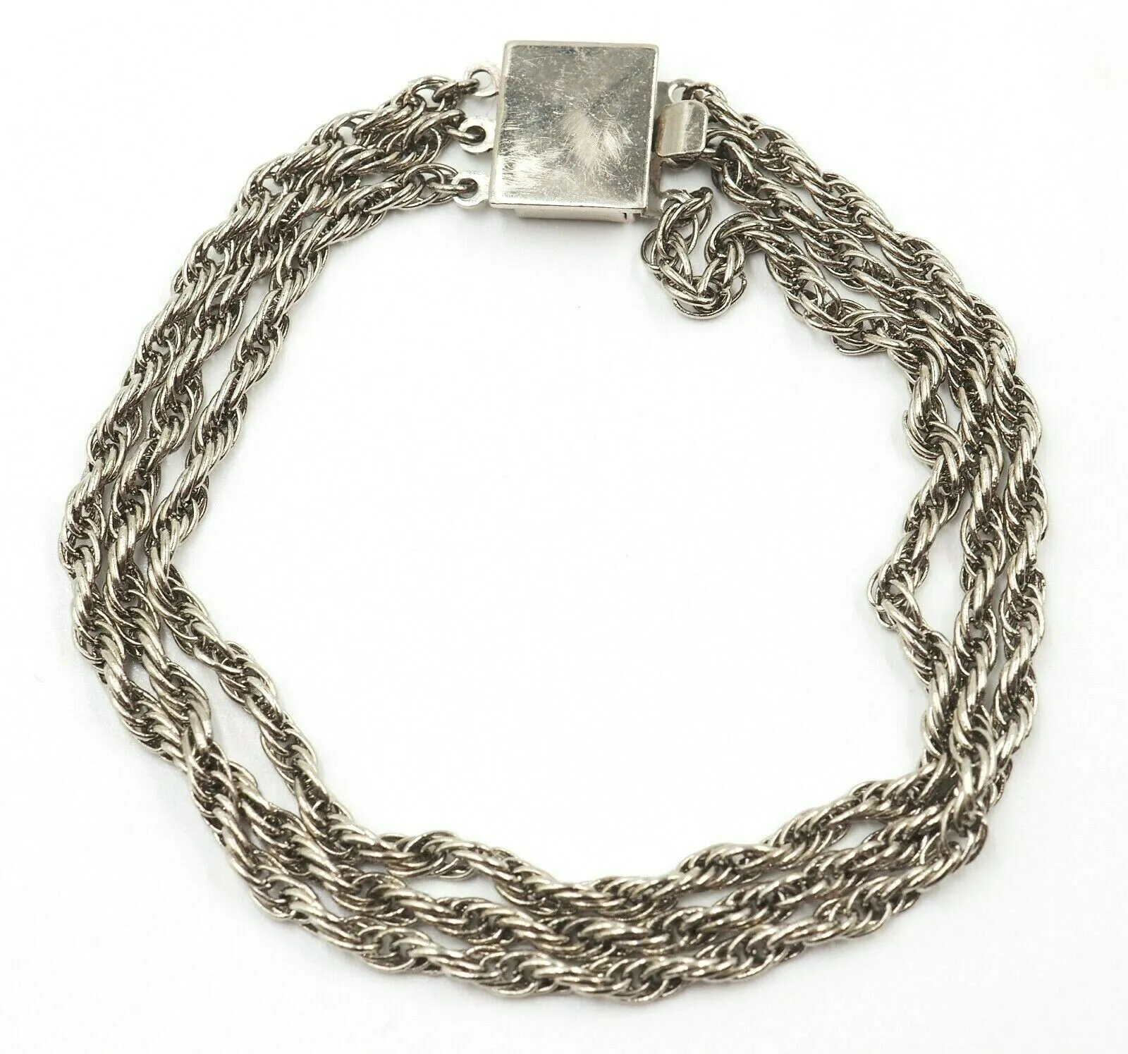 Sterling Silver Triple Strand Vintage Bracelet Rope Style Chain Length 19cm