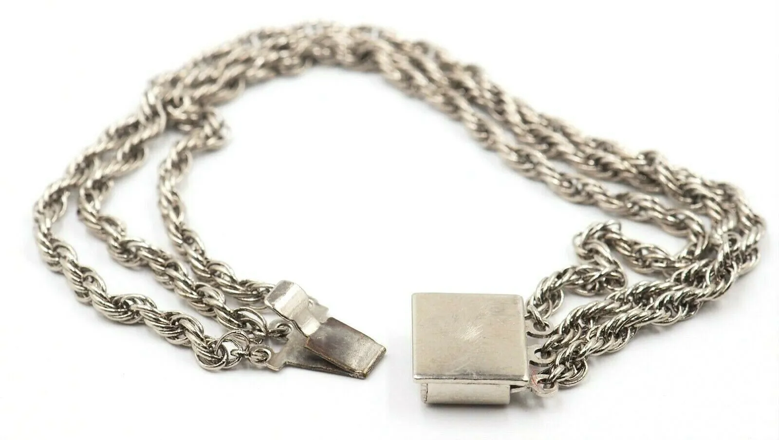 Sterling Silver Triple Strand Vintage Bracelet Rope Style Chain Length 19cm