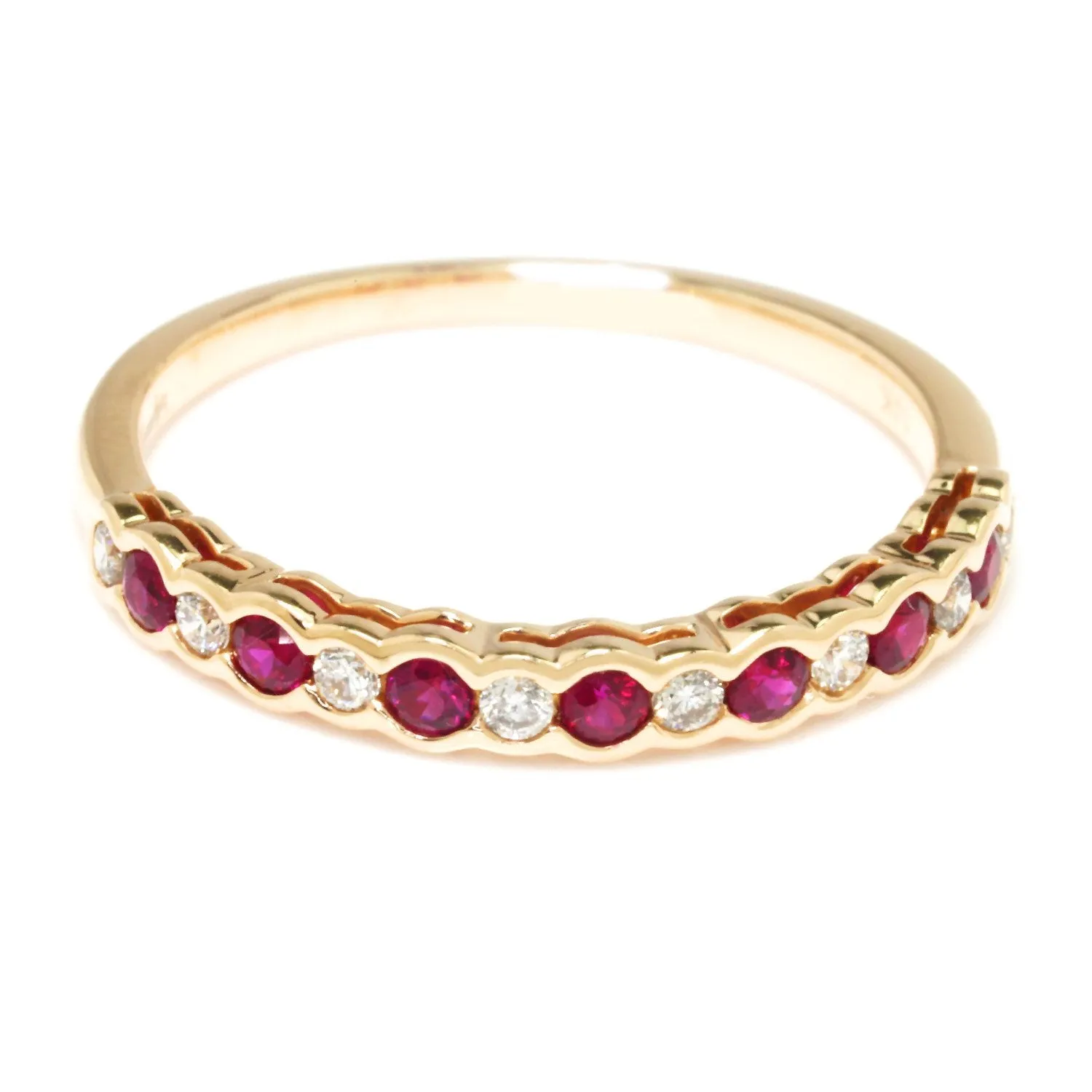 Supreme Ruby & Diamond Wedding Band Stackable Rose Gold