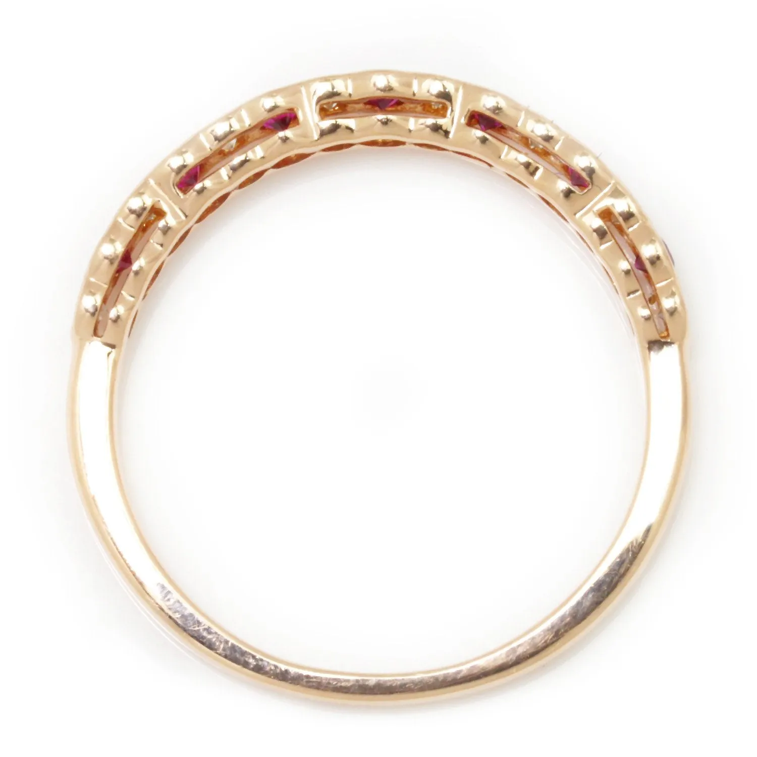 Supreme Ruby & Diamond Wedding Band Stackable Rose Gold
