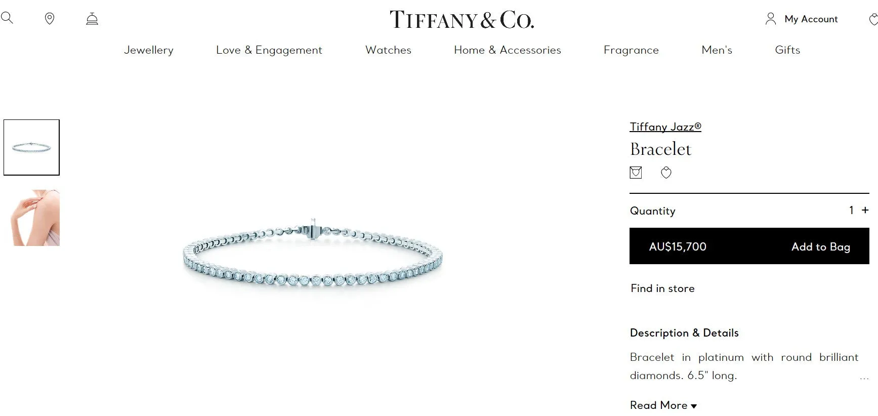 Tiffany & Co. 1.41tcw Diamond Jazz Tennis Bracelet Platinum Receipt/Boxes $15700