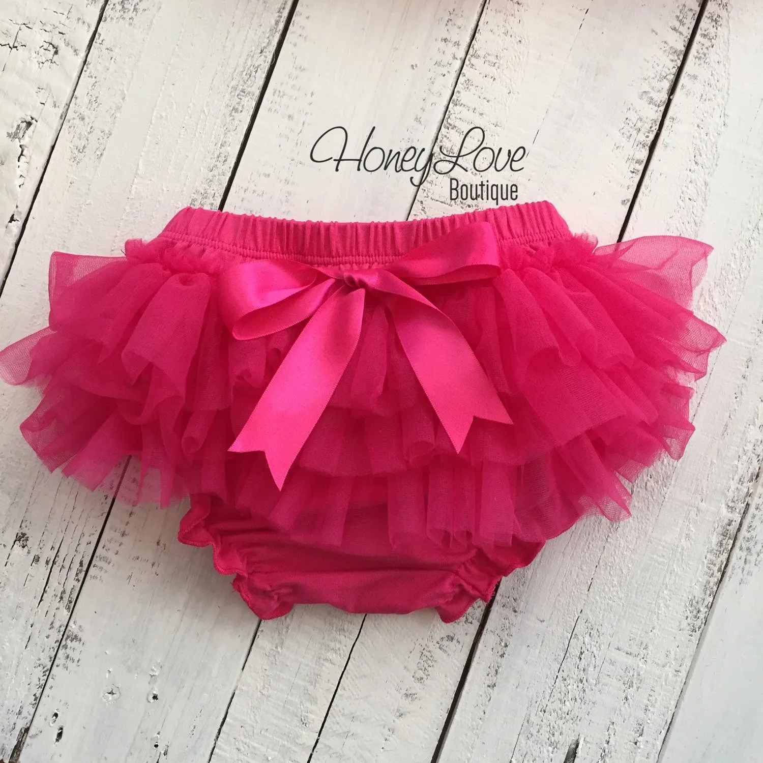 Watermelon Pink tutu skirt bloomers and silver glitter headband