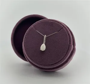 White Gold Diamond Accented Opal Necklace