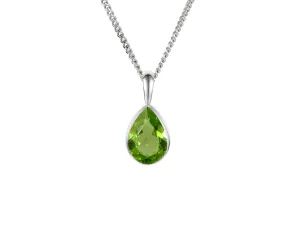 White Gold Oval Rub Over Peridot Pendant