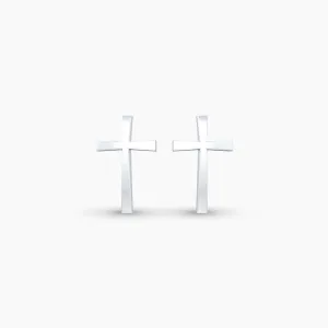 White Gold VAIRAM Divine Holy Cross Earstud