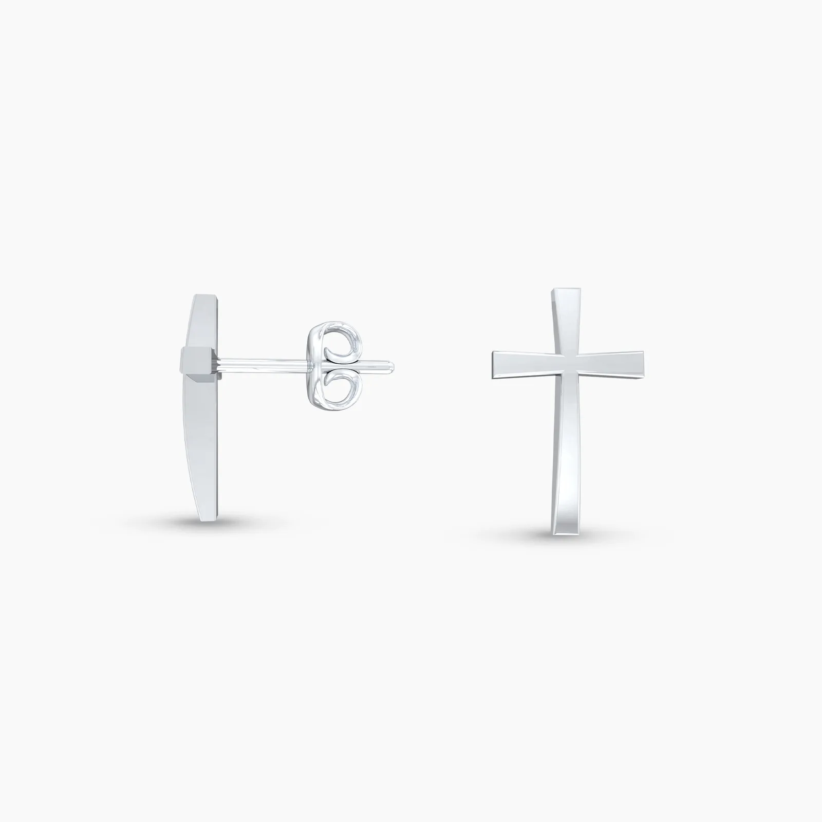 White Gold VAIRAM Divine Holy Cross Earstud