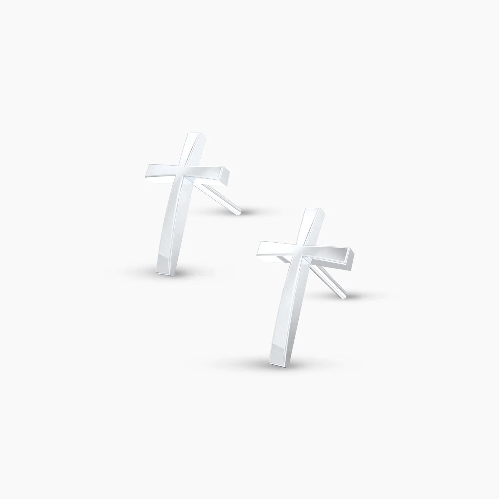 White Gold VAIRAM Divine Holy Cross Earstud
